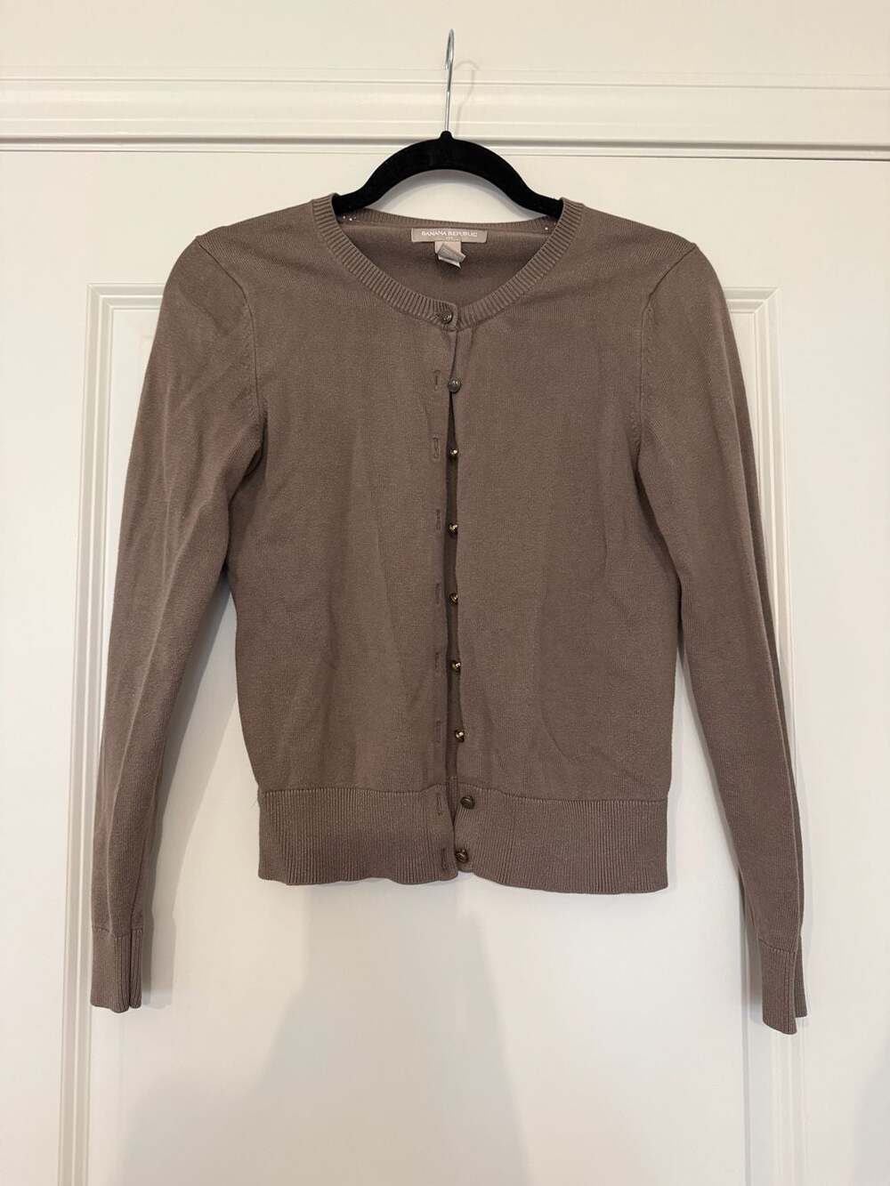 Banana Republic Cardigan Size XS Brown Button Up Crew Neck Knit Sweater